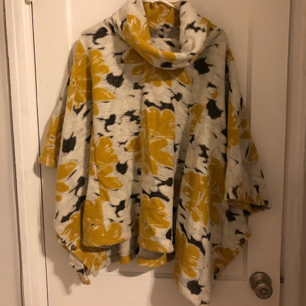 Yellow floral poncho